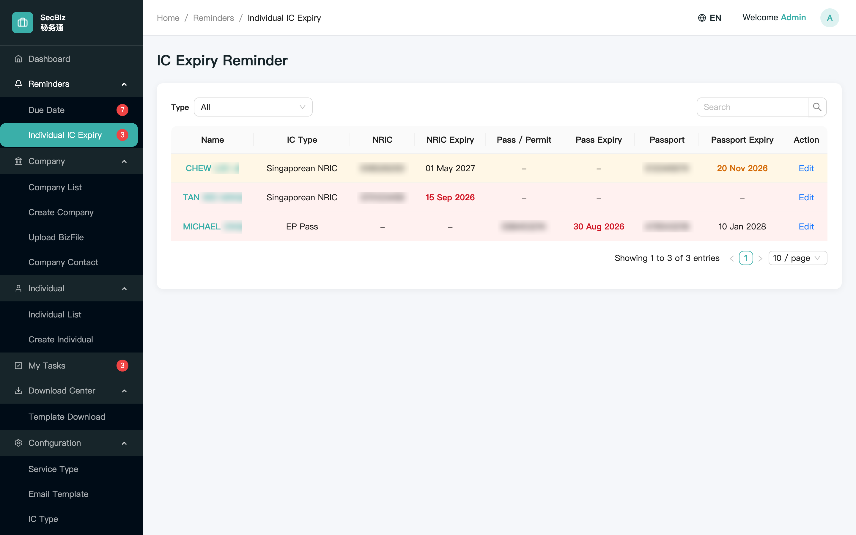 IC Expiry Reminder